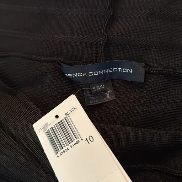 French Connection Black Bodycon Bandage Long Sleeve Dress - Picture 4 of 8